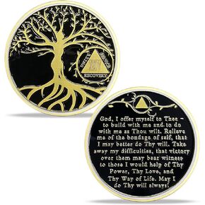 1 Year Tree of Life Sobriety Chip, AA Chips and Medallions - Sobriety Recovery Coin Sober Token | Sobriety Gifts for Celebrating Alcoholics Anonymous Recovery