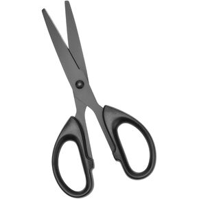 MEI YI TIAN 7" Black Metal Office Scissors All Purpose Straight Scissors Stainless Steel Sharp Blades ABS Non-Slip Handles Small Scissors for Paper Student Desk Home Craft School
