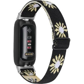 Stretch Bands Compatible with Fitbit Inspire 3 Bands Nylon Strap Floral Breathable Adjustable Stretchy Loop Wristband Intended for Fitbit Inspire 3
