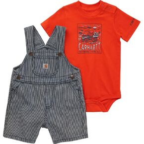 Carhartt Baby Boys' Short-Sleeve Bodyshirt & Canvas Shortall Set