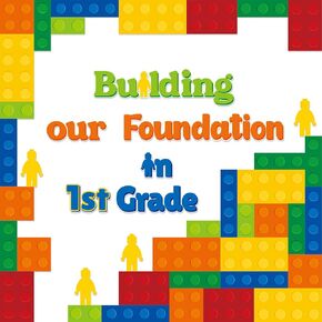 AgincBerry 86PCS Building First Grade Cutouts Classroom Bulletin Board Set,Back to School Building Our Foundation in 1st Grade Cutouts Trim Boarders, Toy Brick Classroom School Chalkboard Wall Decor