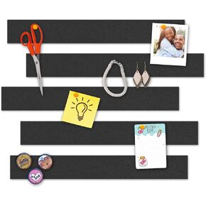 Refoamation Strips Pin Board – (8 Pcs) Improved Version of Self-Adhesive Bulletin Boards for Home and Office Wall Decor, Photo Board, Memos (20" x 2" x 3/8") – (Black)