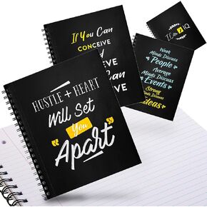 Spiral Notebooks For Work 4 Pack With Motivational Quotes, College Ruled - 200 Pages, Premium Quality Paper, Twin-Wire Binding - Ideal Office, Home, and School Journals - 8.75" x 10.5"