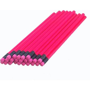 ezpencils - Neon Pink Barrel Hexagon Pencils with Neon Pink Eraser and Black Ferrule - 36 pkg - Non-Smudge Eraser - # 2 HB Lead - Unsharpened - Non-Branded