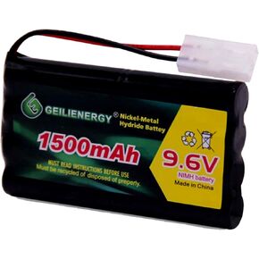 9.6V 1500mAh Rechargeable NiMH RC Battery with Tamiya Connector Compatible with RC Car RC Truck RC Airplane RC Boat Traxxas LOSI Associated HPI Kyosho Tamiya Quadcopter Drone Hobby (1 Pack)