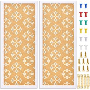 Sintuff 2 Pcs Framed Bulletin Board for Walls Floral Print Long Decorative Cork Board for Office Bedroom Home Classroom(17 x 23)