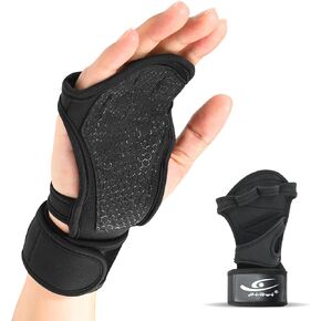 HiRui Ventilated Workout Gloves for Men Women, Built-in Wrist Wraps and Non-Slip Palm Silicone to Avoid Calluses, Exercise Gym Gloves for Training Powerlifting Weightlifting