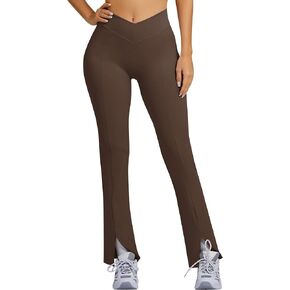 ABOCIW Crossover Flare Leggings for Women V Back Scrunch Butt Lifting Wide Leg Bootcut High Waist Gym Workout Yoga Pants