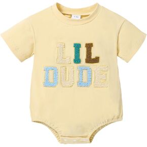 Baby Boy Romper Short Sleeve Shirt Onesie, Infant Boy One-Piece Crewneck Romper Summer Outfit