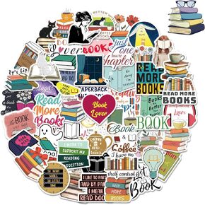 100pcs Book Stickers for Kindle Adults Teens Bookish Stickers, Reading Stickers Booktok Stickers for Water Bottles Laptops, Book Lovers Gifts Accessories, Bulk Book Themed Stickers Pack
