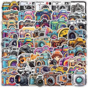 50 Pcs Vintage Camera Stickers Pack for Water Bottle, Camera Aesthetic Waterproof Vinyl Stickers and Decals for Scrapbook Laptop Luggage PhonesA, Teens Adults Kids Gifts