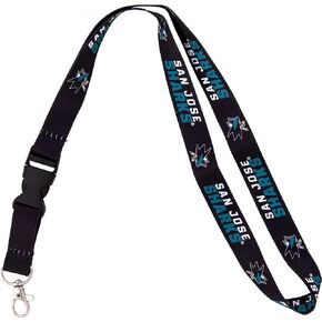Desert Cactus San Jose Sharks Lanyard NHL National Hockey League Car Keys ID Badge Holder Keychain Detachable Breakaway Snap Buckle (Lanyard 2 - Black)