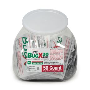 CoreTex Bug X 30 Mosquito, Tick, & Insect Repellent Wipes with 30% DEET - Fishbowl Pack of 50 Single-Use Bug Repellent Wipes for 7 Hours of Protection - Protects Against 12 Types of Insects