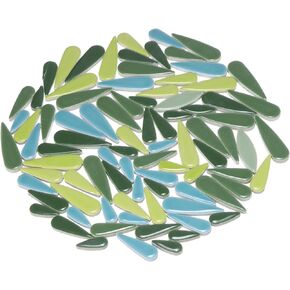 uxcell Ceramic Mosaic Tile, About 200g Teardrop Flower Leaf Tile Mosaic Block for Handicrafts Artwork, Mixed Deep Blue