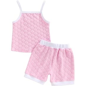 Hnyenmcko Toddler Baby Girl Summer Clothes Floral Print Sleeveless Tank Top and Shorts Set Cute Infant Girl Outfit