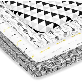 ملاءات Pack n Play - ملاءات العبوة واللعب 4 عبوات - ملاءات مرتبة من القطن المنسوج فائق النعومة بنسبة 100% - ملاءة لعب محمولة - ملاءات سرير صغيرة مناسبة للأولاد والبنات (24 × 38 × 5) in Kuwait