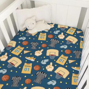 Watercolor Baseball Baby Crib Sheets 52''x28'' Patriotic American Sports Stretchy Fitted Crib Mattress Cover for Boy Girl Sports Lovers Baby Sheets for Standard Toddler Mattress