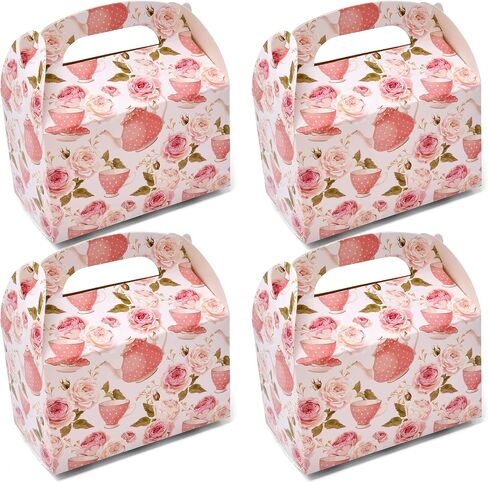 Gift Boutique 24 Pack Tea Party Favor Gift Boxes Floral Teapot Paper Treat Box Bag Wrapping for Tea Pot Theme Bridal & Baby Shower Wedding Supplies Decorations Fill with Candy Cupcake Goodies Prizes in Saudi Arabia