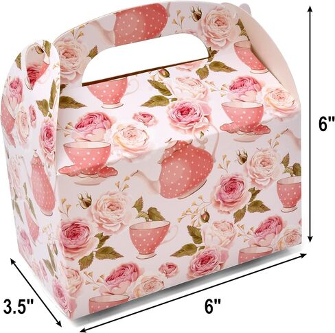 Gift Boutique 24 Pack Tea Party Favor Gift Boxes Floral Teapot Paper Treat Box Bag Wrapping for Tea Pot Theme Bridal & Baby Shower Wedding Supplies Decorations Fill with Candy Cupcake Goodies Prizes in Saudi Arabia