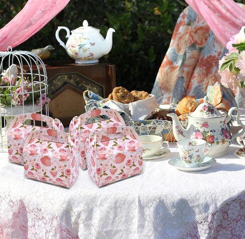 Gift Boutique 24 Pack Tea Party Favor Gift Boxes Floral Teapot Paper Treat Box Bag Wrapping for Tea Pot Theme Bridal & Baby Shower Wedding Supplies Decorations Fill with Candy Cupcake Goodies Prizes in Saudi Arabia