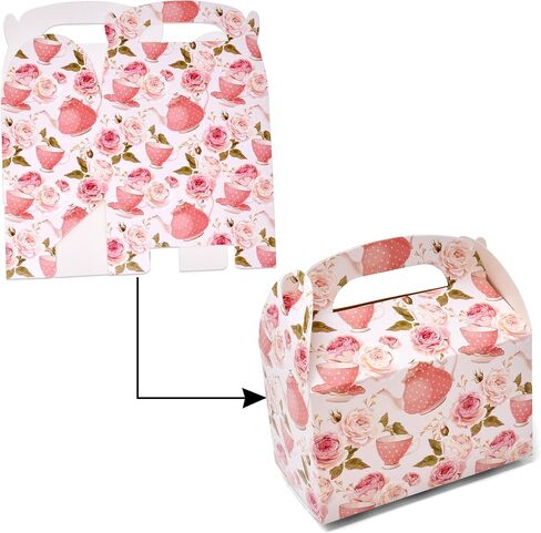 Gift Boutique 24 Pack Tea Party Favor Gift Boxes Floral Teapot Paper Treat Box Bag Wrapping for Tea Pot Theme Bridal & Baby Shower Wedding Supplies Decorations Fill with Candy Cupcake Goodies Prizes in Saudi Arabia