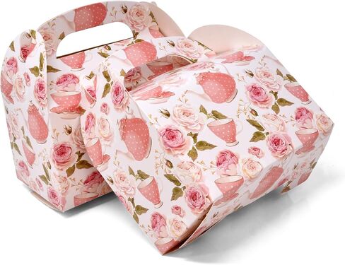 Gift Boutique 24 Pack Tea Party Favor Gift Boxes Floral Teapot Paper Treat Box Bag Wrapping for Tea Pot Theme Bridal & Baby Shower Wedding Supplies Decorations Fill with Candy Cupcake Goodies Prizes in Saudi Arabia