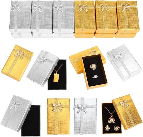 craftshou 32 قطعة من صناديق هدايا المجوهرات، صناديق حلقات من الورق المقوى مع أغطية، حشوة متنوعة، صناديق ورقية لحلق المجوهرات، حلقات قلادة، سوار (3 × 2 × 1 بوصة) in Kuwait