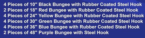 كونفاست 20 قطعة من حبال بنجي شديدة التحمل مع خطافات، مجموعة متنوعة من الأطوال 25.4 سم، و45.7 سم، و60.96 سم، و76.2 سم، و36 بوصة، و48 بوصة in Kuwait
