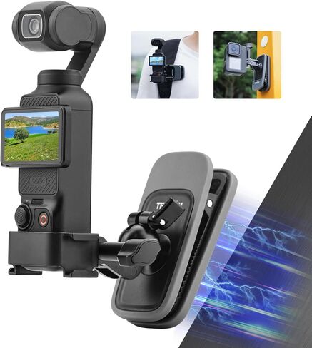 حقيبة ظهر مغناطيسية بمشبك لجيب DJI OSMO 3 (مع محول تمديد)، حامل حزام كتف كروي يدور 360 درجة لملحقات Gopro 12/11/10/9/8 Osmo Action 4 3 Insta360 GO 3 in Kuwait