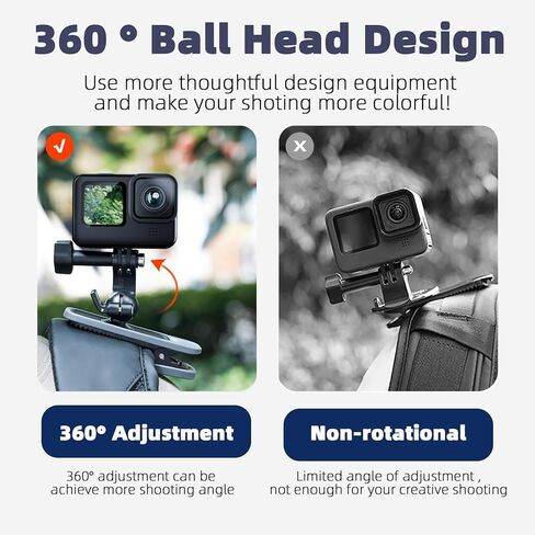 حقيبة ظهر مغناطيسية بمشبك لجيب DJI OSMO 3 (مع محول تمديد)، حامل حزام كتف كروي يدور 360 درجة لملحقات Gopro 12/11/10/9/8 Osmo Action 4 3 Insta360 GO 3 in Kuwait