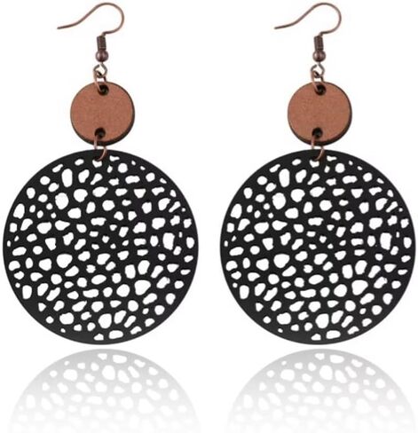 خريف خمر جولة الجوف خارج الأقراط الهندسية دائرة خشبية جلدية جوفاء الرجعية بوهو خفيفة الوزن العرقية نمط الأقراط الغربية للنساء الفتيات الأزياء والمجوهرات هدية in Kuwait