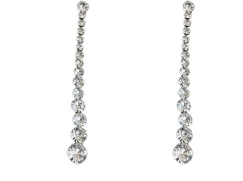 Silver Long Crystal Line Earrings For Women Chic Rhinestone Statement Chain Dangle Earrings Bridal Wedding Party Jewelry Girls in Saudi Arabia