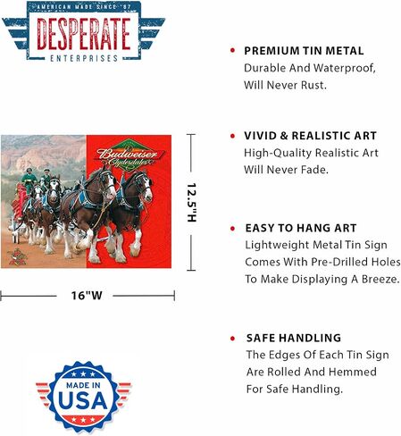 Desperate Enterprises Anheuser-Busch - Ice Cold Tin Sign - Nostalgic Vintage Metal Wall Décor - Made in USA in Saudi Arabia