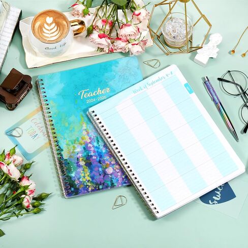 2024-2025 Teacher Planner - Weekly & Monthly Lesson Plan Book 2024-2025, July 2024 - June 2025, 8" x 10", Academic Planner 2024-2025 with Twin-Wire Binding for Teachers - Oil Painting in Saudi Arabia