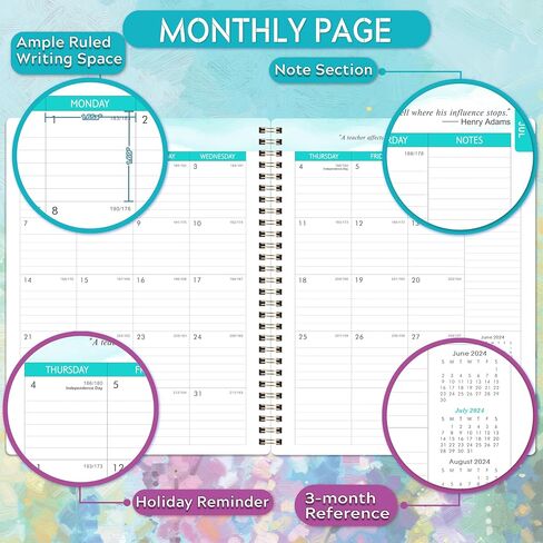 2024-2025 Teacher Planner - Weekly & Monthly Lesson Plan Book 2024-2025, July 2024 - June 2025, 8" x 10", Academic Planner 2024-2025 with Twin-Wire Binding for Teachers - Oil Painting in Saudi Arabia