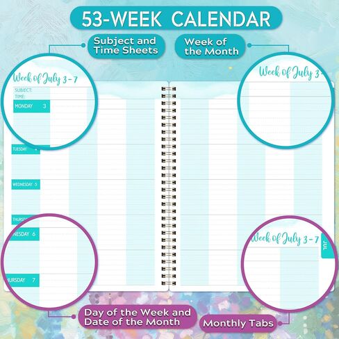 2024-2025 Teacher Planner - Weekly & Monthly Lesson Plan Book 2024-2025, July 2024 - June 2025, 8" x 10", Academic Planner 2024-2025 with Twin-Wire Binding for Teachers - Oil Painting in Saudi Arabia