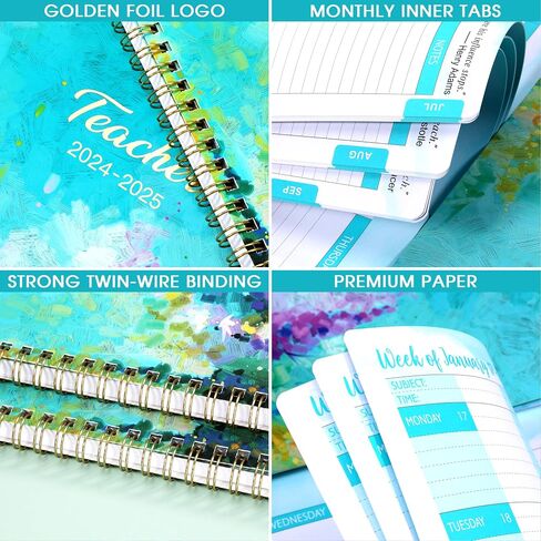 2024-2025 Teacher Planner - Weekly & Monthly Lesson Plan Book 2024-2025, July 2024 - June 2025, 8" x 10", Academic Planner 2024-2025 with Twin-Wire Binding for Teachers - Oil Painting in Saudi Arabia