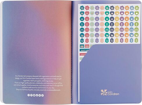 Erin Condren 18-Month Petite Planner (July 2024 - December 2025) - Evolve | Built-in Pocket, Lined Note Pages, Stickers Included in Kuwait