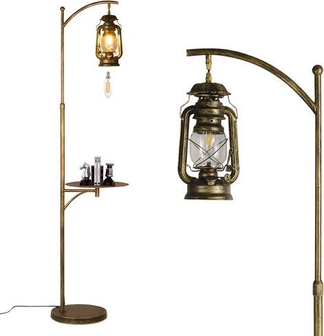 beaysyty Farmhouse Adjustable Floor Lamps with Tray Lantern Tall Standing lamp for Bedroom Home Decor for Office Cafe Den Living Room Bedroom, On/Off Foot Switch and Brushed Rustic (Red Copper) in Saudi Arabia