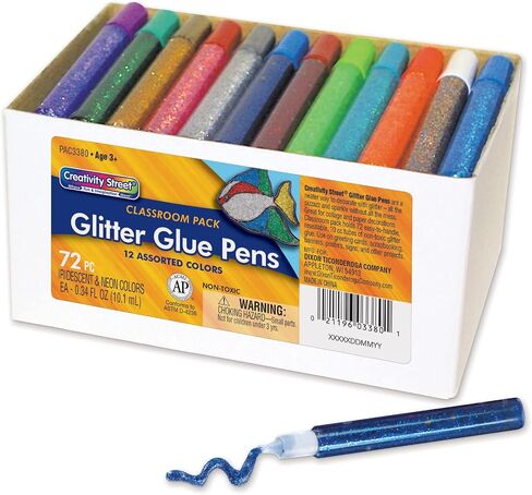 Creativity Street Glitter Glue Pens, Classroom Pack, Assorted Iridescent & Neon Colors, 0.34 fl. oz., 72 Pens in Saudi Arabia
