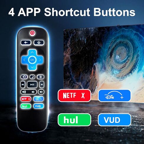 Pack of 2 Replacement Backlit Remote for Roku TV with Shortcut Buttons, for TCL/Hisense/Sharp/Philips/Onn/Element/Insignia/Westinghouse Roku TV [NOT for Roku Stick/Box] in Kuwait