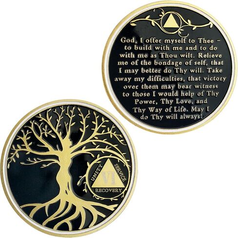 شريحة الرصانة لشجرة الحياة لمدة 5 سنوات، ورقائق AA والميداليات - عملة استرداد الرصانة رمز رصين | هدايا الرصانة للاحتفال بالتعافي من مدمني الكحول المجهولين in Kuwait