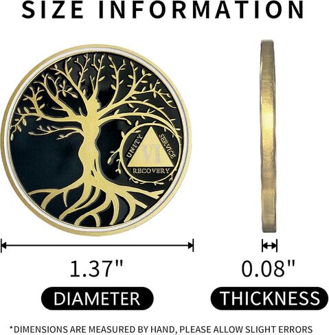 شريحة الرصانة لشجرة الحياة لمدة 5 سنوات، ورقائق AA والميداليات - عملة استرداد الرصانة رمز رصين | هدايا الرصانة للاحتفال بالتعافي من مدمني الكحول المجهولين in Kuwait