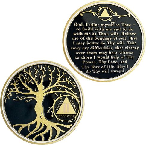 1 Year Tree of Life Sobriety Chip, AA Chips and Medallions - Sobriety Recovery Coin Sober Token | Sobriety Gifts for Celebrating Alcoholics Anonymous Recovery in Saudi Arabia