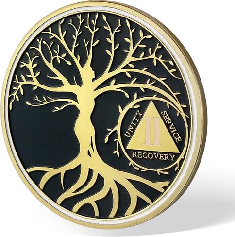 1 Year Tree of Life Sobriety Chip, AA Chips and Medallions - Sobriety Recovery Coin Sober Token | Sobriety Gifts for Celebrating Alcoholics Anonymous Recovery in Saudi Arabia