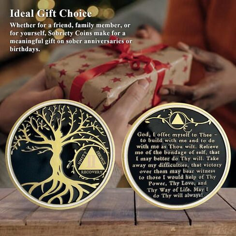1 Year Tree of Life Sobriety Chip, AA Chips and Medallions - Sobriety Recovery Coin Sober Token | Sobriety Gifts for Celebrating Alcoholics Anonymous Recovery in Saudi Arabia