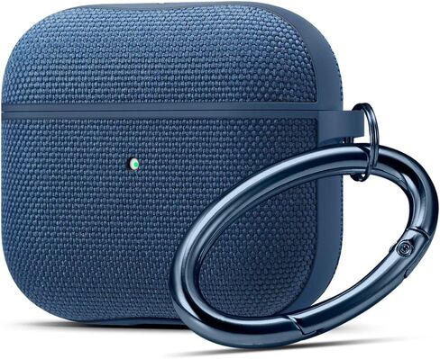 Spigen Urban Fit مصممة لحافظة Airpods الجيل الثالث مع سلسلة مفاتيح، حافظة Airpods 3 من القماش الفاخر (2021) - أزرق داكن in Kuwait