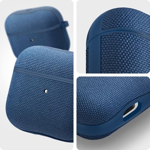 Spigen Urban Fit مصممة لحافظة Airpods الجيل الثالث مع سلسلة مفاتيح، حافظة Airpods 3 من القماش الفاخر (2021) - أزرق داكن in Kuwait