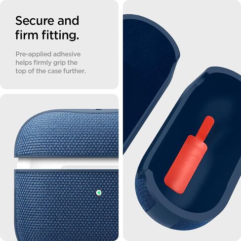 Spigen Urban Fit مصممة لحافظة Airpods الجيل الثالث مع سلسلة مفاتيح، حافظة Airpods 3 من القماش الفاخر (2021) - أزرق داكن in Kuwait
