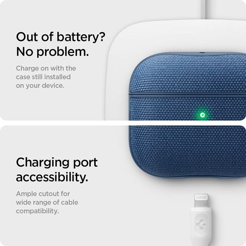 Spigen Urban Fit مصممة لحافظة Airpods الجيل الثالث مع سلسلة مفاتيح، حافظة Airpods 3 من القماش الفاخر (2021) - أزرق داكن in Kuwait